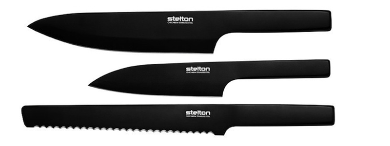 Pure Black Chef's Knife by Stelton :: NoGarlicNoOnions: Restaurant